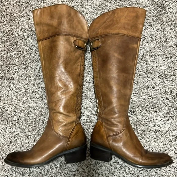VINCE CAMUTO Knee High Distressed Leather Studded Boots - Picture 6 of 16
